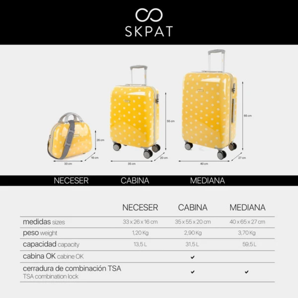 Maleta De Cabina Skpat Topos Rígida De Policarbonato Color Con Capacidad De 33 L 15 Maleta De Cabina Skpat Topos Rígida De Policarbonato Color Con Capacidad De 33 L - Imagen 15