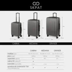 Maleta 70 Cms Grande Skpat Lisboa Rígida En Abs Extensible Con Capacidad De 97L Tsa Integrado -Bolsa De Moda antracita sku 16106960 25100861 xxl