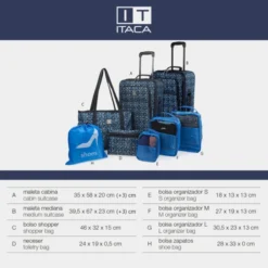 Juego De Equipaje 8Pz Modelo Solite Itaca Solite -Bolsa De Moda azul marino sku 16493265 50140653 xxl