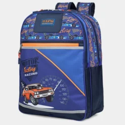 Mochila Infantil Acolchada Y Estampada Para Niño Adaptable A Carro Skpat Racing
