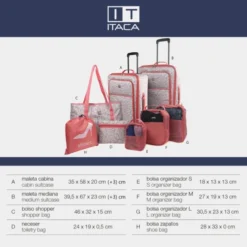 Juego De Equipaje 8Pz Modelo Solite Itaca Solite -Bolsa De Moda beige coral sku 16493268 50300501 xxl