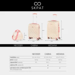 Maleta Cabina Y Neceser Skpat Polka Dots -Bolsa De Moda beige sku 16041801 08300003 xxl