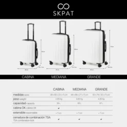 Maleta 70 Cms Grande Skpat Lisboa Rígida En Abs Extensible Con Capacidad De 97L Tsa Integrado -Bolsa De Moda blanco milk sku 16106961 25290612 xxl