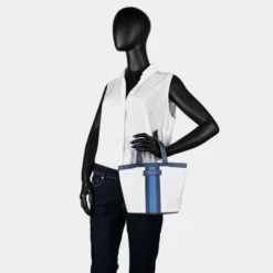 Dkny-636 Mini Tote Signature Stripe -Bolsa De Moda blue suede combo sku 16663510 46350007 xxl