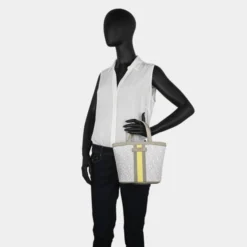 Dkny-636 Mini Tote Signature Stripe -Bolsa De Moda brege combo sku 16663512 46460580 xxl