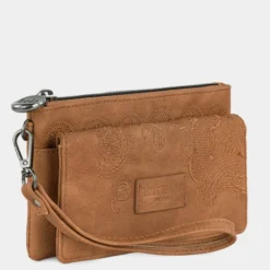 Cartera De Mujer Lois Redwood Color En Piel Pu Bordada Con Asa De Mano