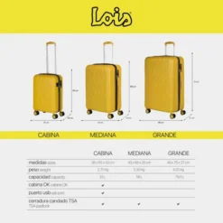 Maleta Grande Rígida Lois Modelo Zion Con Capacidad De 86 L Color -Bolsa De Moda mostaza sku 16428123 17580666 xxl