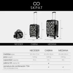 Maleta De Cabina Skpat Niza -Bolsa De Moda negro margaritas sku 16643945 20250291 xxl