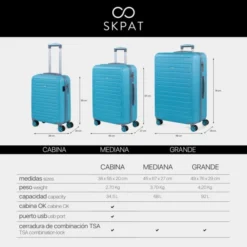 Maleta Grande Monaco Rígida De Abs Con Capacidad De 95L Con Candado Tsa -Bolsa De Moda turquesa sku 16041935 00240110 xxl