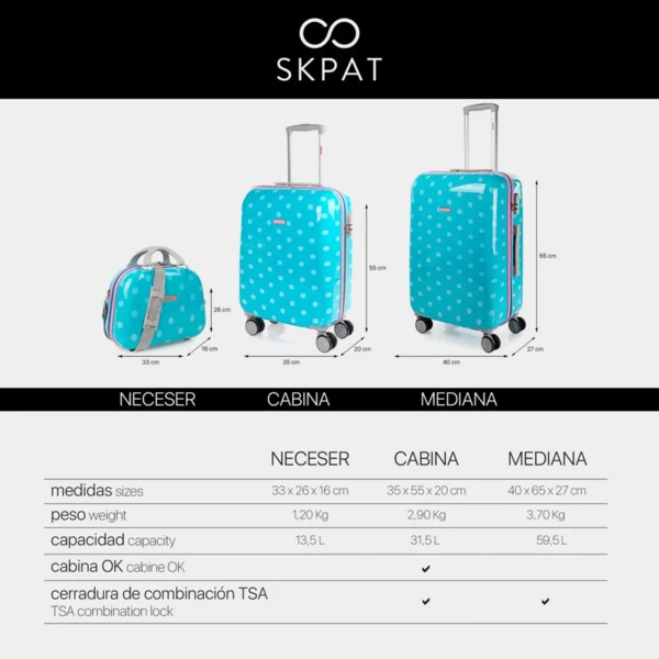 Maleta De Cabina Skpat Topos Rígida De Policarbonato Color Con Capacidad De 33 L 10 Maleta De Cabina Skpat Topos Rígida De Policarbonato Color Con Capacidad De 33 L - Imagen 10